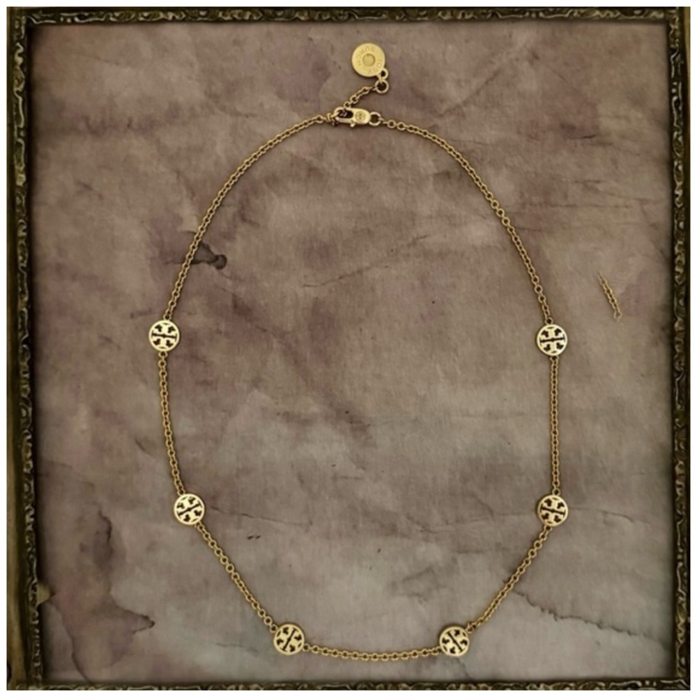 TORY BURCH • Gold Delicate Miller Logo Necklace - Picture 7 of 7